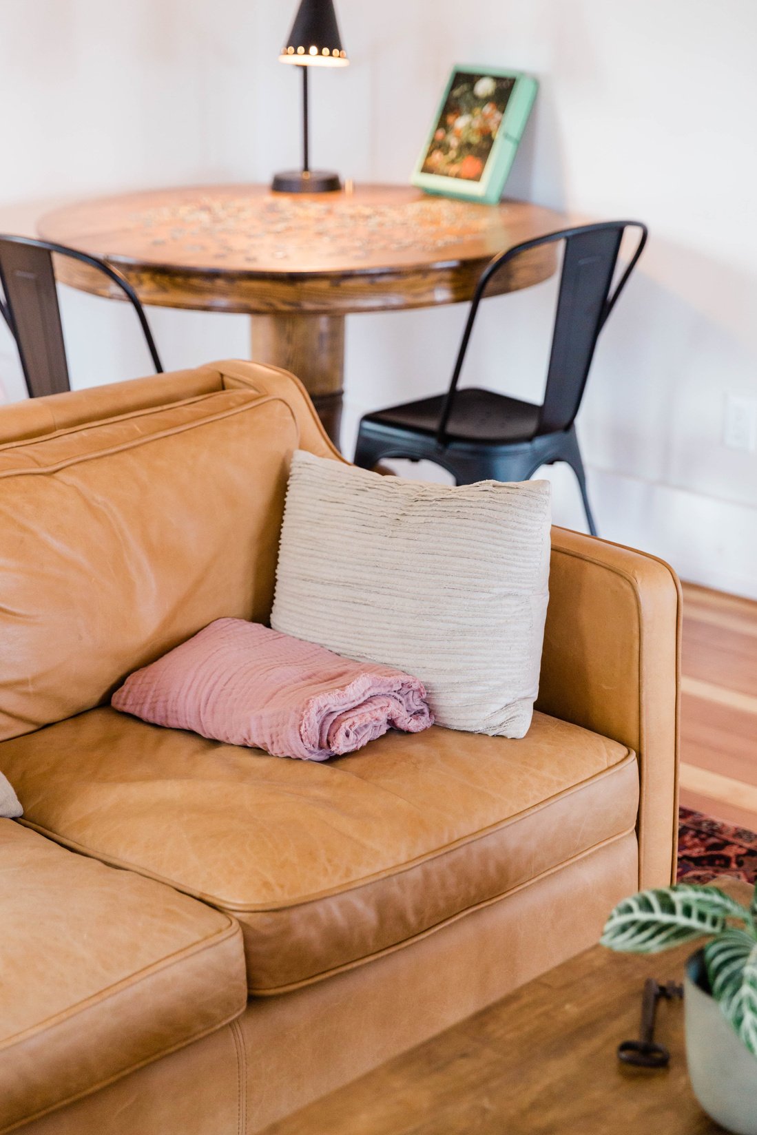 Orange Couch in Living Room